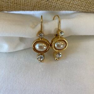 Jesara Vintage Lever Back Earrings with Faux Pearls and Crystals